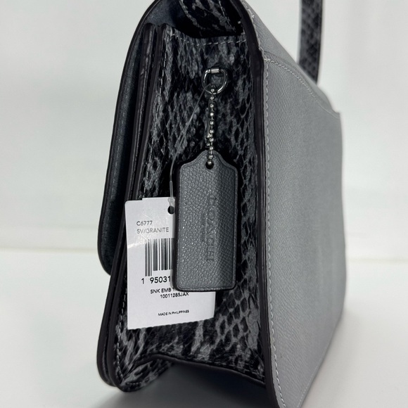 COACH Brynn Flap Crossbody Bag Gray with Snake Strap - Picture 8 of 15